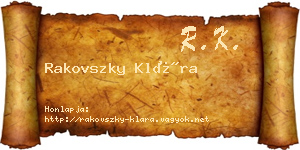 Rakovszky Klára névjegykártya